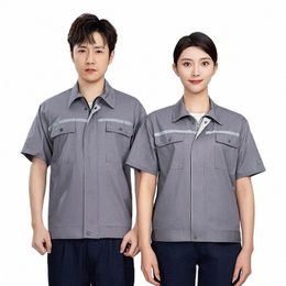 100% Cott Work Coveralls Summer Worker Clothing Reflective Stripe Safety Working Uniforms Factory Workshop Labor Suits 5xl r4KC#