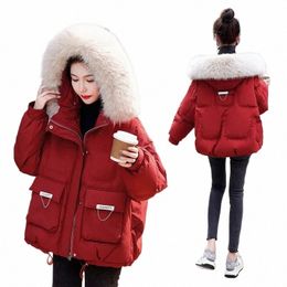 parker Down With Big Fur Collar Hooded Cott-padded Jacket Women Winter 2023 New Korean Thick Warm Short Cott-padded Outwear V57h#