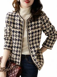 runway Fall Elegant Weave Plaid Women Blazer Causal Tweed Coat Office Ladies Suit Jacket Outwear Z1IS#