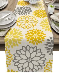 Yellow Gray Table Runner Home Dining Coffee Holiday Wedding Decoration Party Dinner Decor 240325