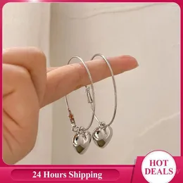 Hoop Earrings Multi-scene Wearing Fashionable Peach Heart Ring Hollow Collocation Fashion Small Face Circle