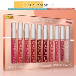 10Pcs/Set Matte Liquid Lip Gloss Lipstick Long Lasting Non-stick Cup Makeup Not Fade Lip Glaze Kit Gifts Maquiagem Beauty Health 240327