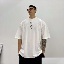 Men'S T-Shirts Mens 2022 Korean Style T-Shirt For Men Fitness Loose Print Short Sleeve Man Casual Oversize Cotton Tees Male Streetwear Dh6Vc