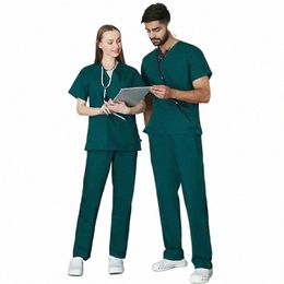 multicolor Scrubs Uniform Short Sleeve Tops+Pants Nursing Uniform Women Pet Shop Doctor Scrub Medical Surgery Workwear Scrub Set C4h5#