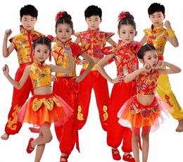 traditial Chinese Dance Costume Children Natial Performing Dance Martial Arts for Girl and Boy Kung Fu Dance Costume Z3JL#