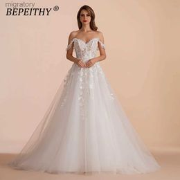 Urban Sexy Dresses BEPEITHY A Line Sweetheart Bride Wedding Party 2023 Sleeveless Sweep Train Drop Shoulder Lace Ivory White Bridal Gown yq240329