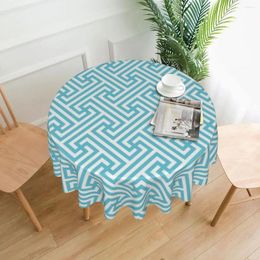 Table Cloth Greek Stripes Tablecloth Geometric Blue Fashion Round For Kitchen Dining Room Cover Decoration