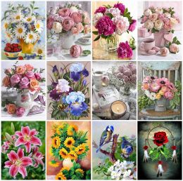 Sculptures Evershine Diamond Painting New 2023 Flowers Full Square Mosaic Lily Rose Rhinestones Picture Beads Embroidery Cross Kit