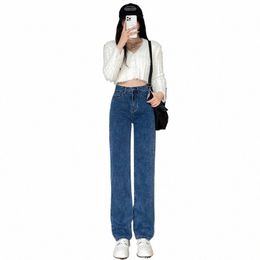 korean Vintage Streetwear Black Jeans High Waisted Straight Wide Leg Pants Women Fi Y2k Loose Denim Trousers Femal F7Tp#