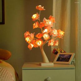 Night Lights Rose Flower Lamp Realistic Looking Battery-operated Soft Lighting Energy-saving Flicker Free Romantic Bedside LED Light Desktop