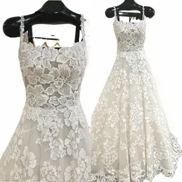 robe Floral Lace Tulle Wedding Dr 2023 Square Collar Straps Boho Bridal Gowns Backl Princ A Line Wedding Gown trouwjurk n2KM#