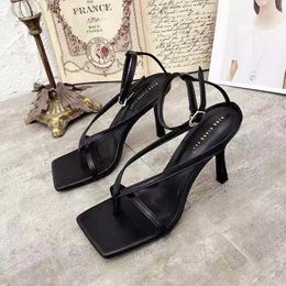 Dress Shoes Gladiator Sandals High Heels Fall Street Look Females Square Head Open Toe Clip-On Strappy Women