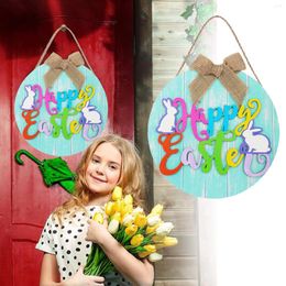 Decorative Flowers Easter Sign Front Door Decor Wooden Round Wreath Hanging For Porch Wreaths Decorations Valentines