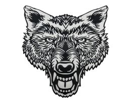 Huge Lone Wolf Head Tattoo Reflective Embroidered Patch Biker Back Applique Iron Sew On Badges 12 Inch High 7203393