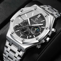 Wristwatches Top Brand Man Casual Watch Luxury Luminous BINBOND B0161 Wristwatch Stainless Steel Waterproof Men Date Calendar Clock 24329