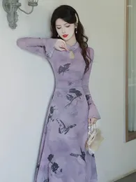 Casual Dresses Dress Women's Chinese Retro National Style Improved Cheongsam Pattern Jacquard Fashion Long Slim Slimming Sleeve Spring