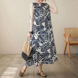 Casual Dresses 2024 In Print Thin Light Soft Sleeveless Loose Tank Dress For Women Summer Holiday Outdoor Travel Beach Long