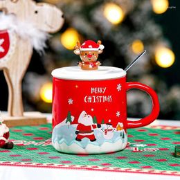 Mugs Creative Cartoon Christmas Ceramic Mug Personality Trend Water Cup Cute Santa Claus Gift