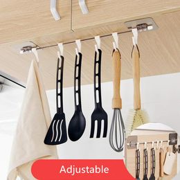 Kitchen Storage 1PC 6 Hook Rack Shelf Towels Bathroom Wardrobe Hanger Nail-Free Cupboard Cabinet Door Home Organiser Gabgets