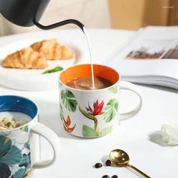 Mugs Household Forest Plant Ceramic Mug Coffee Milk Cups With Handle Afternoon Tea Cup Flower Cute Water Drinkware