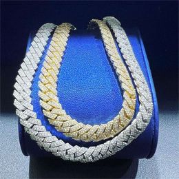 Hot Selling Hiphop For Rappers Iced Out 15Mm Sterling Sier Vvs Moissanite Cuban Link Chain