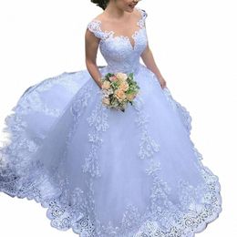 2023 New Illusi White/Ivory Ball Gown Lg Wedding Dr Short Sleeves Bride Dres Princ Tulle Elegant Wedding Gowns E0sy#