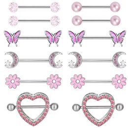 2pc/Lot Nail Dangled Belly Button Rings Jewelry Long Dangled Bar Belly Piercing Ring Shinny Piercing Lacteal Nail Navel Ring Breast nail Stainless steel nipple ring