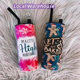 Local Warehouse DIY 15oz 20oz Smoking Tumblers Sublimation White Hookah Straight Stainless Steel Double Wall with Glass Bowl and S305D