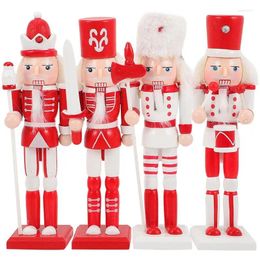 Party Decoration 4pcs Nutcracker Soldier Toy Children's Christmas Gift Holiday Pendant Glittering Powder Ornament