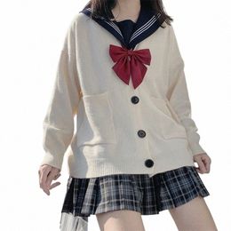 japanese School Uniforms Women Cardigan Solid Breasted Full Sleeve Pockets Loose Kawaii Vintage Daily Students Female Sweater 01MW#