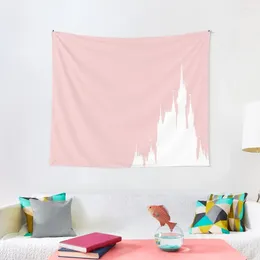 Tapestries Castle Silhouette Millennial Pink Tapestry Wall Hanging Funny