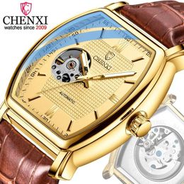 Wristwatches Relogio Masculino 2024 CHENXI Mechanical Watch Men Skeleton Watches Tonneau Dial Automatic Reloj