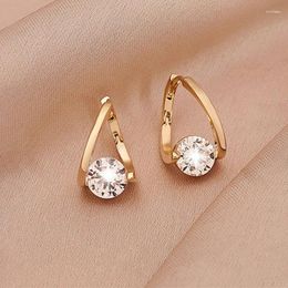 Stud Earrings 2024 Simple Single Zirconia For Women Girls Korean Style Delicate Chic Jewellery Earings Wholesale