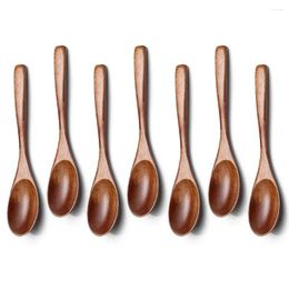 Coffee Scoops 7Pcs Small Wooden Spoons Set Eco Friendly Long Handle Mini Table Spoon For Cooking Serving DIY Projects