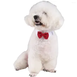 Dog Collars Pet Red Bowknot Collar Cat Cotton Tie Supplies For Daily Party Size L