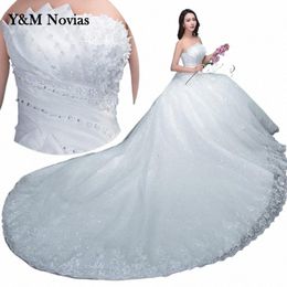 new Luxury Beading Brush Train Lace Up Wedding Dr Sexy Strapl Applique Customized Plus Size Bridal Gown Vestido De Noiva Z5GU#