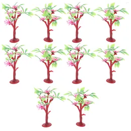 Decorative Flowers 10 PCS Model Tree Landscape Decor Miniature Adornment Plant Plastic Trees Funny Garden