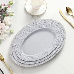 Flatware Sets Oval Design Non Slip Solid Colour Plastic Serving Tray