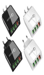 Fast Quick Charging QC30 4Ports Wall Charger Eu US UK 4 USB AC Home Travel Type C PD Chargers Power Adapter for IPhone Samsung Ta3573036