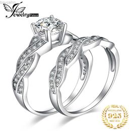 Wedding Rings JewelryPalace 2 Pcs Engagement Wedding Ring Sets For Women 925 Sterling Silver 1.5ct AAAAA CZ Simulated Diamond Infinity Ring 24329