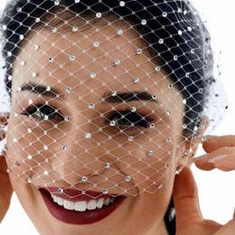 topqueen VA06 Birdcage Veil Russian Tulle Cage Veil Face Veil with Diamd Bachelorette Party Accories Handband Bridal Veils L06f#