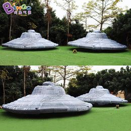 Outdoor 7x7x2.5m(23x23x8ft) Giant Advertising Inflatable Spacecraft Models For Space Theme Decoration 7M Inflation Ufo Balloon With Air Blower Toys Sports