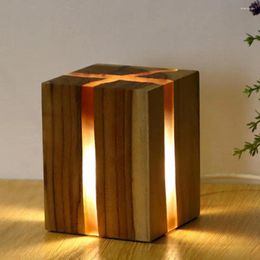 Night Lights Convenient Creative Wooden LED Lamp Brightness Adjustable Wood Crack Wedding Party Decoration Decorative