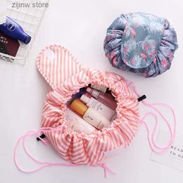 Other Home Storage Organization Women Drawstring Cosmetic Bag Travel Storage Makeup Bag Organizer Foldable Make Up Pouch Portable Waterproof Toiletry Case Y24032