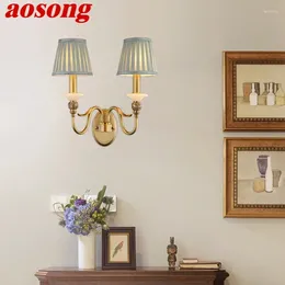 Wall Lamp AOSONG American Brass Indoor Living Room Bedroom Bedside Retro El Corridor Hallway