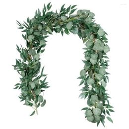 Decorative Flowers Silk Eucalyptus Leaf Vines For Wedding Backdrops Hallways And DIY Events Adjustable Three Dimensional Design 6 5FT Long