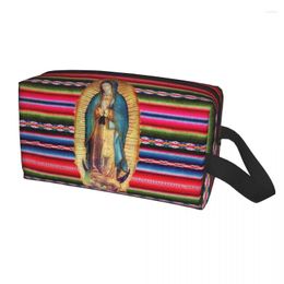 Cosmetic Bags Our Lady Of Guadalupe Virgen Maria Zarape Travel Toiletry Bag Women Virgin Mary Catholic Makeup Storage Dopp Kit