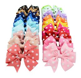20 Colors New Baby Girls Hairpins Hair Clips Grosgrain Ribbon Polka Dot Bows With Clips Hair Accessories Baby Bow Barrette Headwea3083162