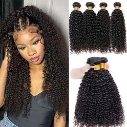 Indian Kinky Curly Human Hair 1 3 4 Bundles Deal Raw Hair Original Tissage Human Hair on Sale Deep Curly Natural Hair Extensions