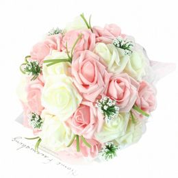 yo CHO Bridal Wedding Bouquet Bridesmaid Artificial PE Rose Fr Fake Pearl Pink Bouquet Wedding Supplies Festival Decoratis E8fo#